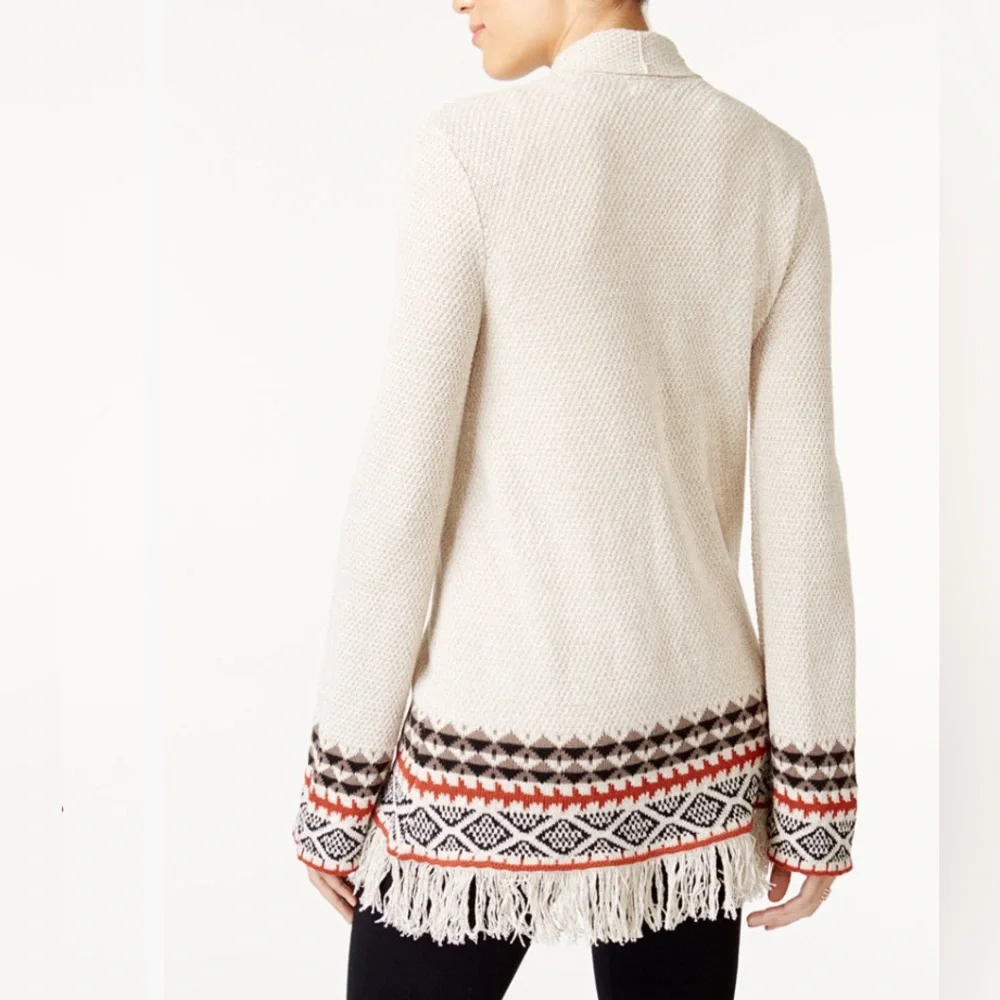Style & Co. Fringe Knit Aztec Print Cardigan - Picture 2 of 6